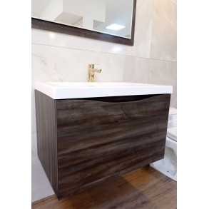 MUEBLE DE BAÑO GRECO COLOR CARBONO CON LAVAMANOS BARI 79X48 BLANCO